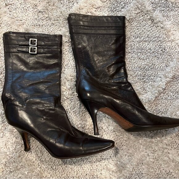Chocolate Brown Italian Leather Above Ankle Boots Size 6 - Picture 1 of 7